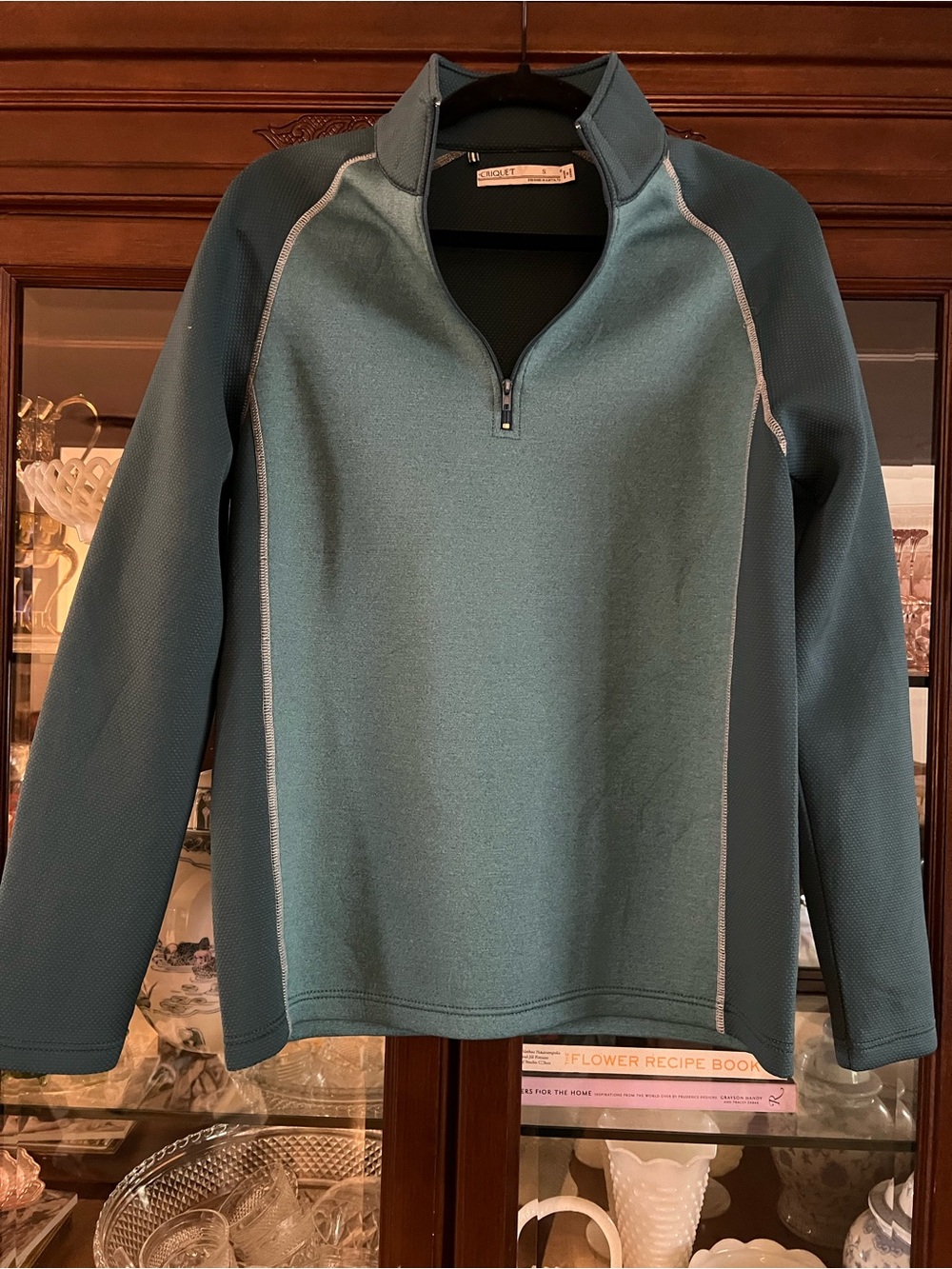 Criquet Men's Quarter-Zip Sweater in Teal with Contrast Stitching